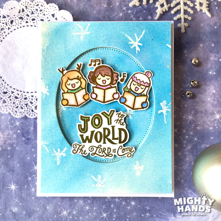 mighty hands photopolymer clear stamps joy to the world christian card
