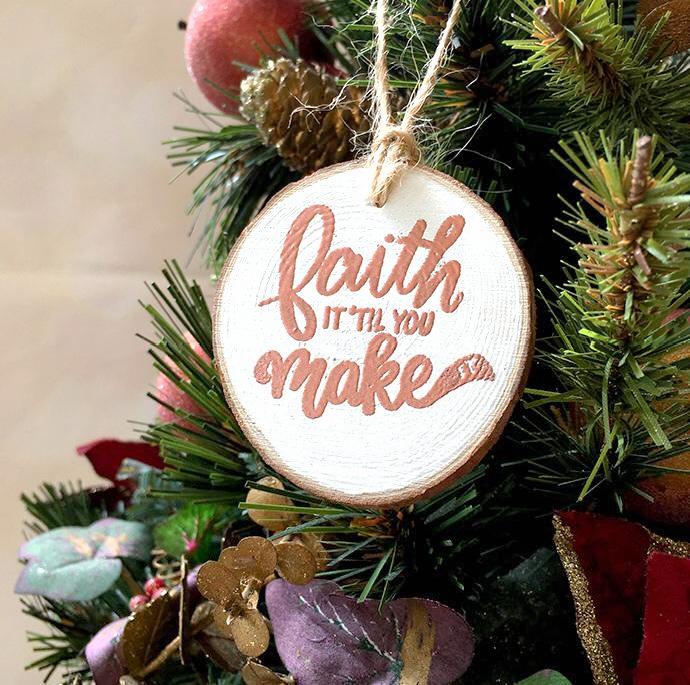 faith it til you make it christian photopolymer clear stamp mighty hands wood ornament christmas
